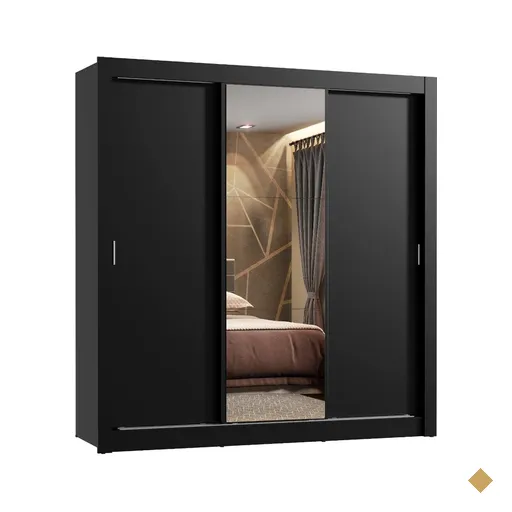 Guarda Roupa Casal Madesa Lyon Plus 3 Portas de Correr com Espelho 4 Gavetas