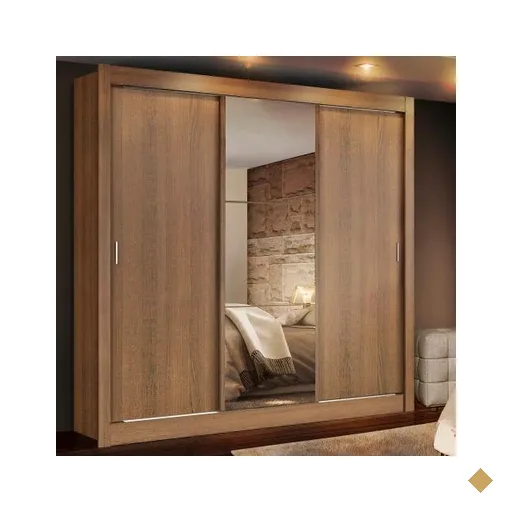 Guarda Roupa Casal Madesa Lyon 3 Portas de Correr com Espelho 2 Gavetas