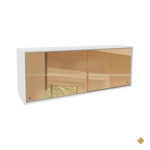 Armário Aéreo Madesa Glamy 2 Portas de Correr de Vidro Reflecta - Branco