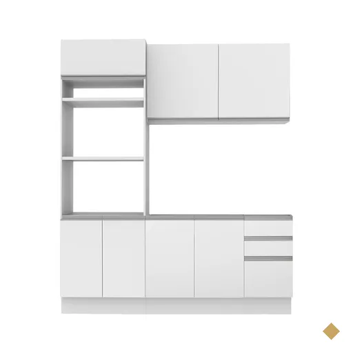 Cozinha Compacta Madesa Glamy Laura 7 Portas 3 Gavetas (Sem Tampo e Pia)