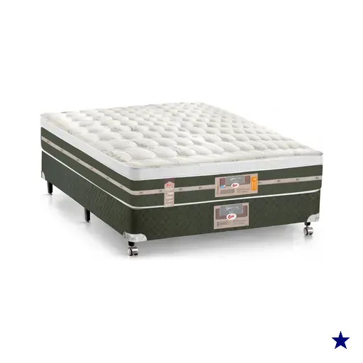 Cama Box + Colchão Castor Casal Silver Star Air One Face Tenopedic 138x188x59cm