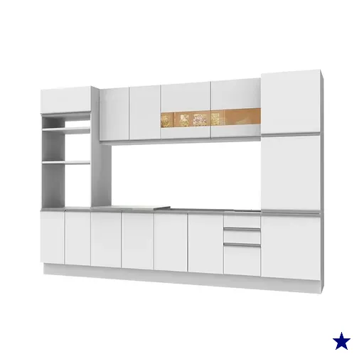 Cozinha Completa Planejada Madesa Glamy Olimpia 3 Gavetas 14 Portas