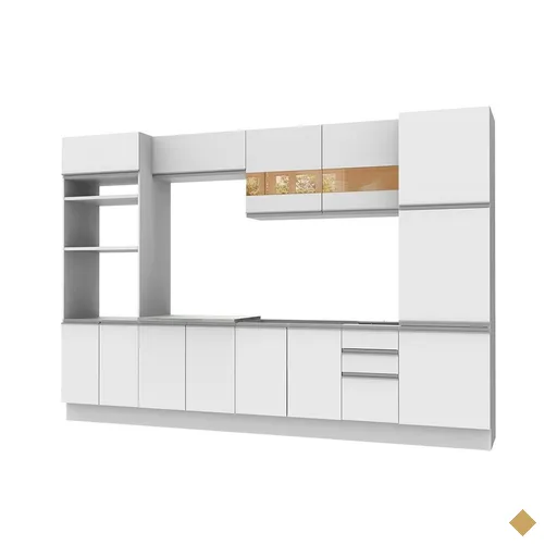 Cozinha Completa Planejada Madesa Glamy Roma 3 Gavetas 13 Portas