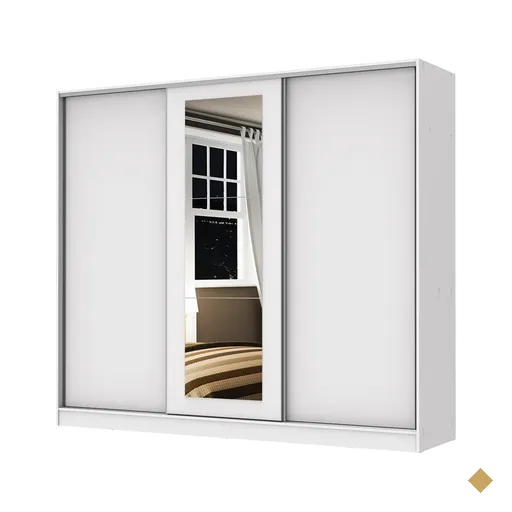 Guarda Roupa Casal 100% MDF Madesa Eros 3 Portas de Correr com Espelho