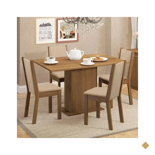 Conjunto Sala de Jantar Madesa Talita Mesa Tampo de Madeira com 4 Cadeiras