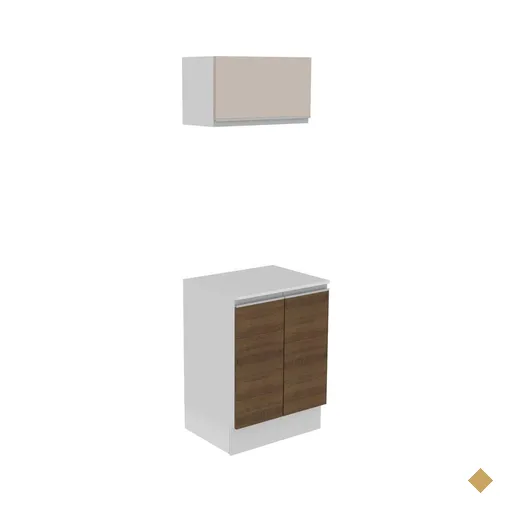 Kit Armário de Cozinha 60 cm 100% MDF 2 Portas e 1 Suspensa Com Tampo…