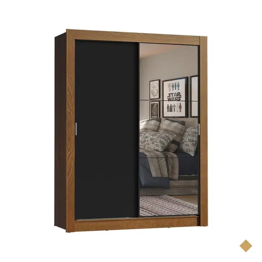Guarda-Roupa Solteiro Madesa Denver 2 Portas de Correr com Espelho -…