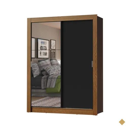 Guarda-Roupa Solteiro Madesa Dallas Plus 2 Portas de Correr com Espelho 4…