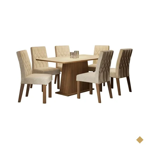 Conjunto Sala de Jantar Madesa Daniela Mesa Tampo de Madeira com 6 Cadeiras