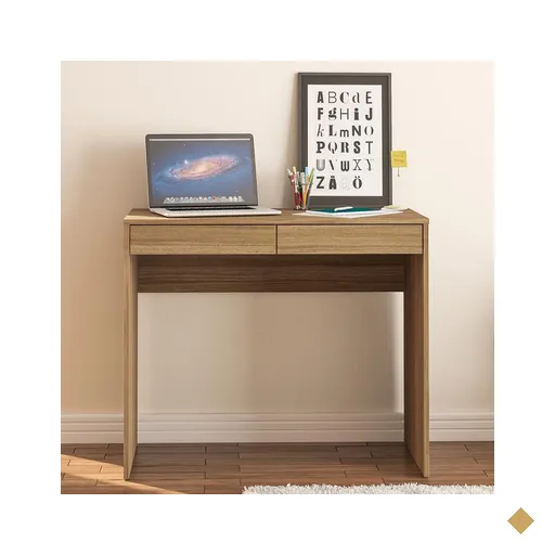 Mesa Para Computador Tijuca 90cm 2 Gavetas Castanho Politorno