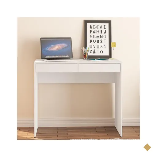 Mesa Para Computador Tijuca 90cm 2 Gavetas Branco Politorno