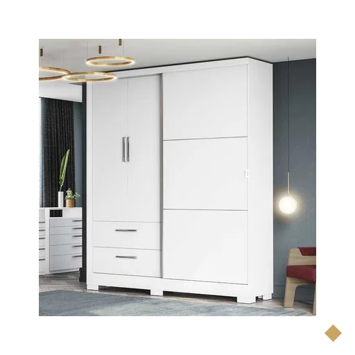 Guarda-roupa Solteiro 3 Portas 2 Gavetas C533 Branco - Kappesberg