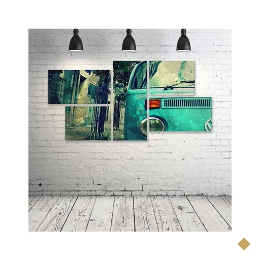 Quadro Decorativo - Kombi-Retrô - Composto de 5 Quadros