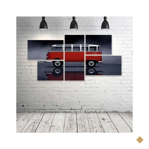 Quadro Decorativo - Volkswagen-Bus-Van-Truck-Volkswagon - Composto de 5 Quadros