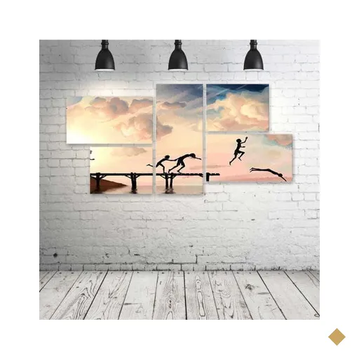 Quadro Decorativo - Free-Susnset-Boys - Composto de 5 Quadros