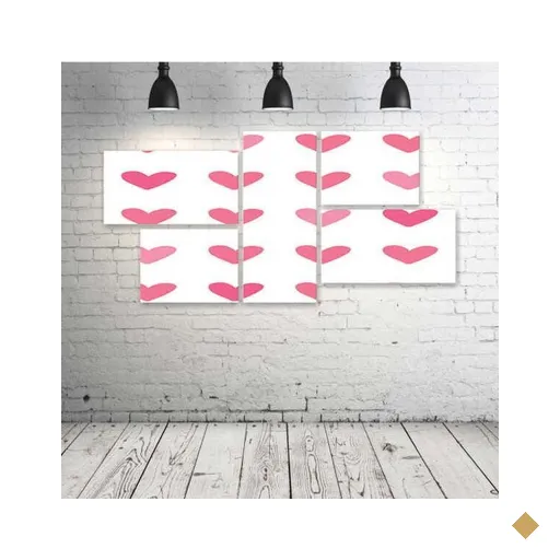 Quadro Decorativo - Corações - Composto de 5 Quadros