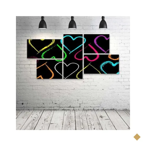 Quadro Decorativo - Corações-Love - Composto de 5 Quadros