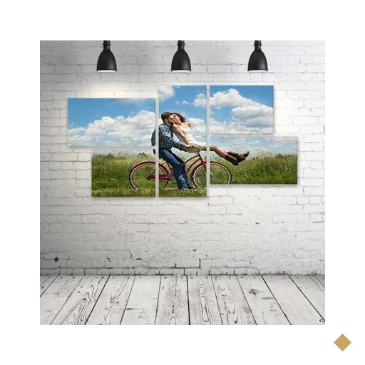 Quadro Decorativo - Couple-Bike-Romantic - Composto de 5 Quadros