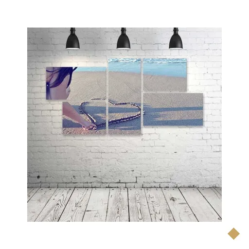 Quadro Decorativo - Love-Areia-e-Mar - Composto de 5 Quadros