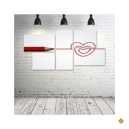 Quadro Decorativo - Love-Coração - Composto de 5 Quadros