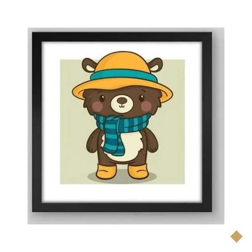 Quadro Infantil Inverno I - 40x40cm - Moldura Caixa Preto