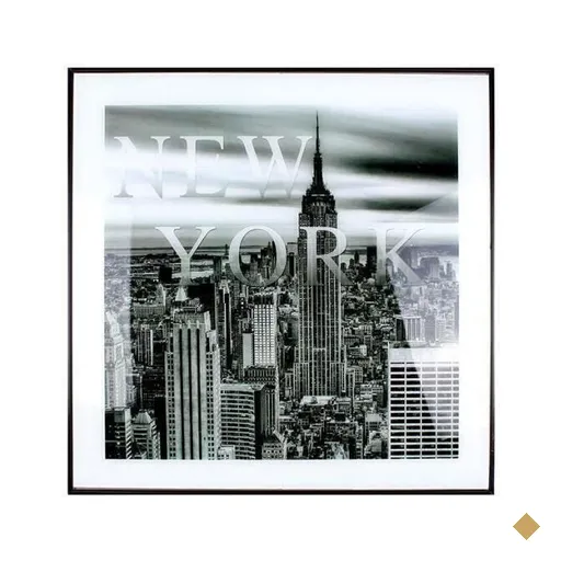 Quadro New York Em Vidro Com Moldura 50Cm