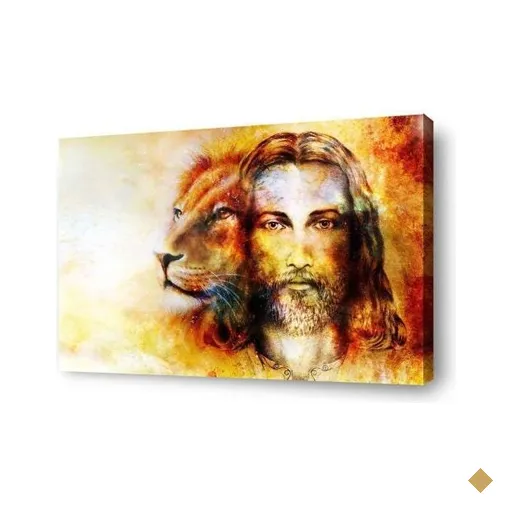Quadro Religioso Leão De Judá 60X40Cm Borda Infinita Q003