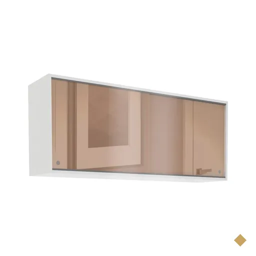 Armário De Cozinha Aéreo 100% MDF 2 Portas de Correr de Vidro Reflex Branco…