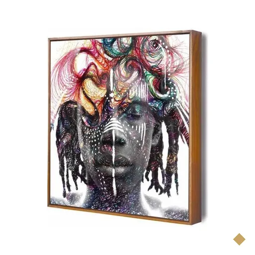 Quadro Aborigene Face Art 60X60Cm Slim Amadeirada G007