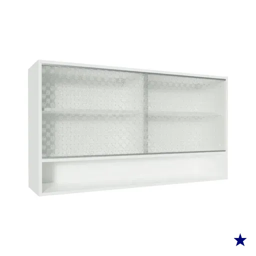 Armário de Cozinha Aéreo 2 Portas de Correr de Vidro e 1 Nicho Rustic Glamy…