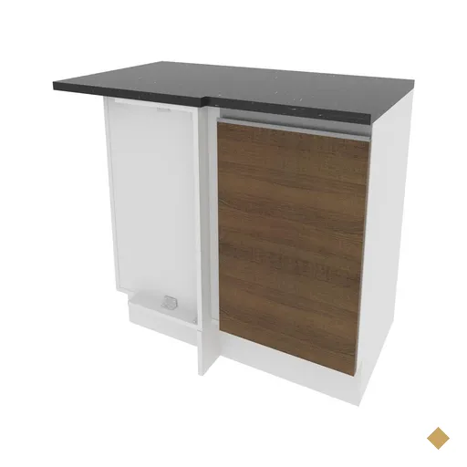 Balcão de Canto Armário de Cozinha 100% MDF Porta Branco Brilhante Acordes…