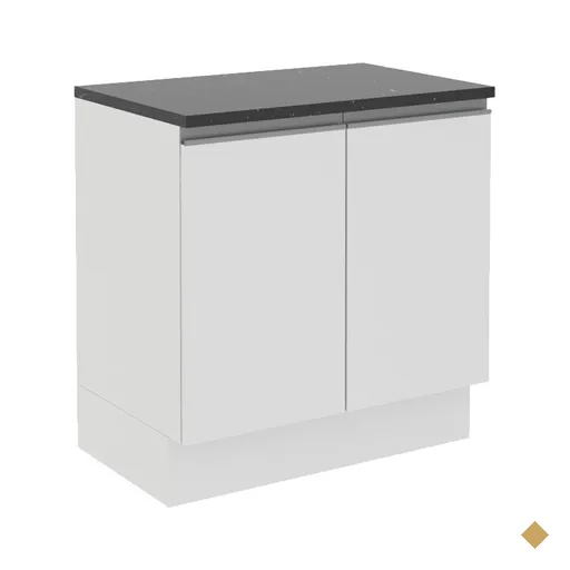 Balcão Armário de Cozinha 100% MDF 80 cm 2 Portas Branco Brilhante Acordes…