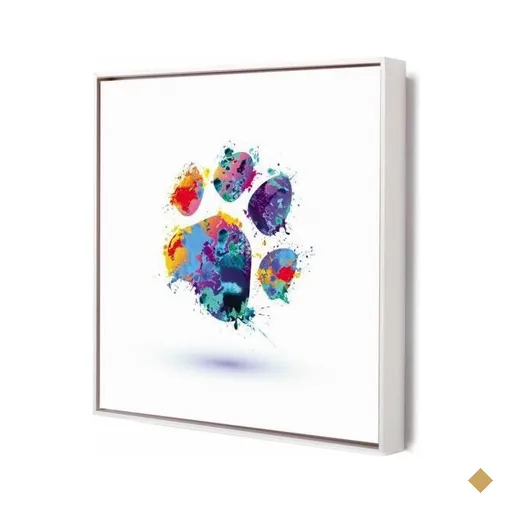 Quadro Pata Animal Collors 40X40Cm Slim Branca B079