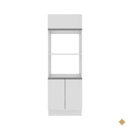 Torre Quente Armário de Cozinha Para 2 Fornos 100% MDF Portas Branco Brilho…