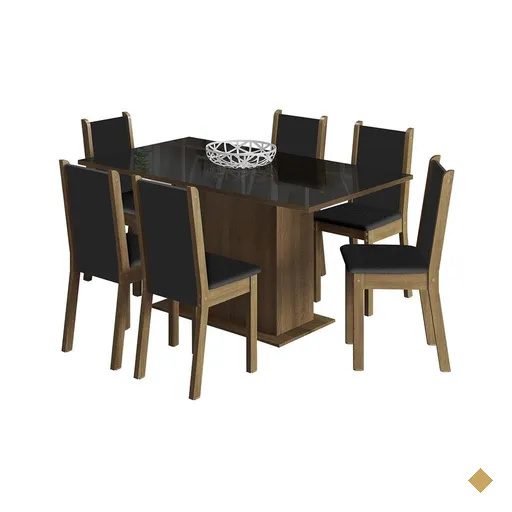 Conjunto para Sala de Jantar Madesa, Moscou Plus Mesa Tampo de Vidro com 6…