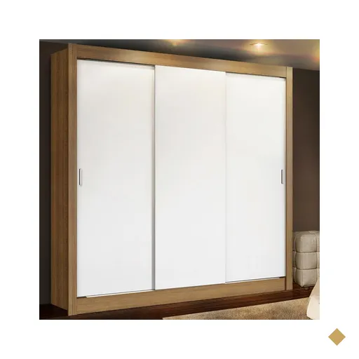 Guarda-Roupa Casal, Madesa Lyon, com 3 Portas de Correr e 2 Gavetas