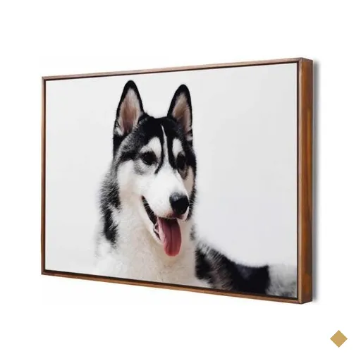 Quadro Canvas Husky Siberiano 90X60Cm Slim Amadeirada B060