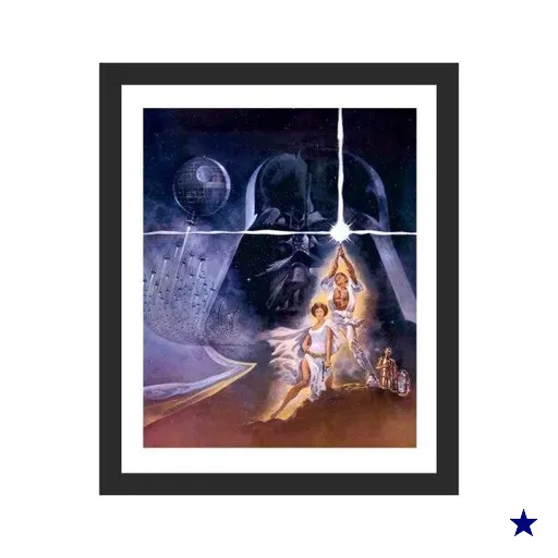 Quadro Decorativo Star Wars com vidro e moldura