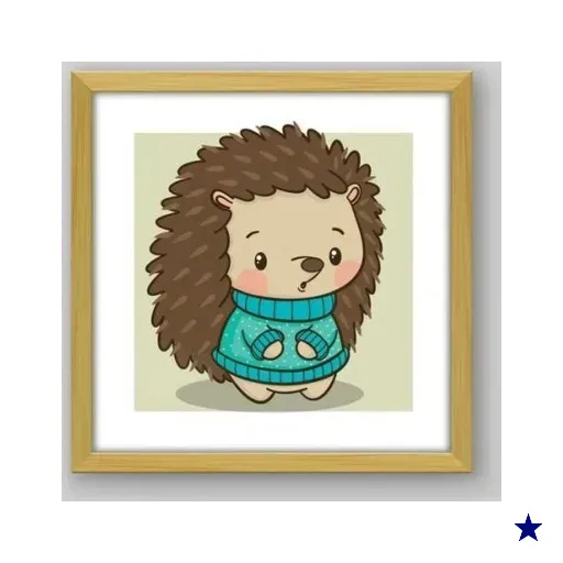Quadro Infantil Inverno III - 30x30cm - Moldura Caixa Madeira