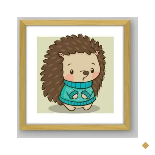 Quadro Infantil Inverno III - 40x40cm - Moldura Padrão Madeira