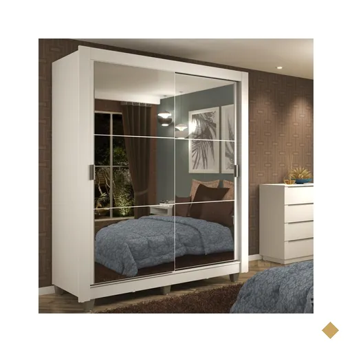 Guarda-Roupa Solteiro Madesa Dallas 2 Portas de Correr de Espelho 2 Gavetas com…