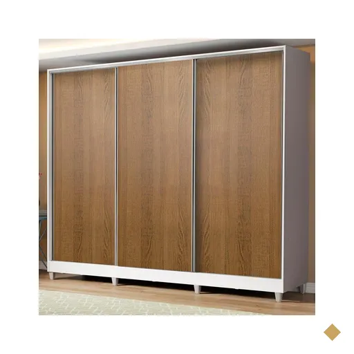 Guarda Roupa Casal 100% MDF Madesa Royale 3 Portas de Correr com Pés-…