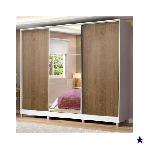 Guarda Roupa Casal 100% MDF Madesa Royale 3 Portas de Correr com Espelho com…