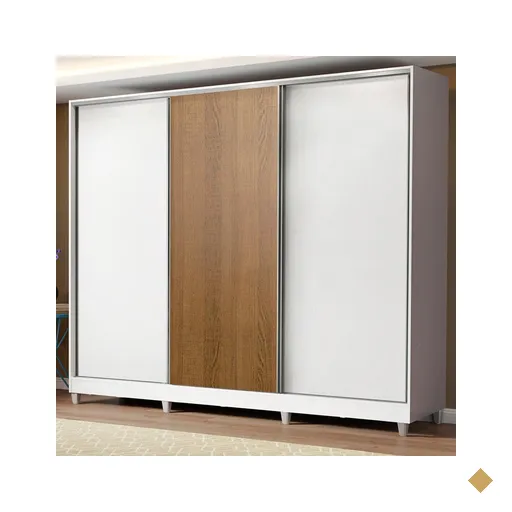Guarda Roupa Casal 100% MDF Madesa Royale 3 Portas de Correr com Pés -…