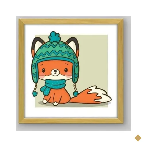 Quadro Infantil Inverno II - 20x20cm - Moldura Padrão Madeira