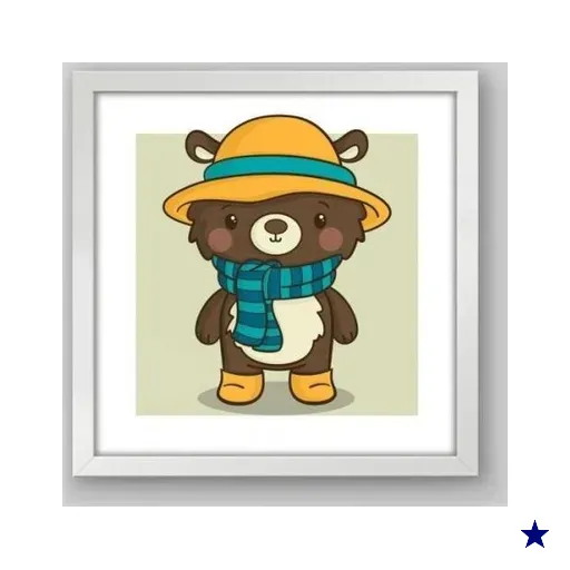 Quadro Infantil Inverno I - 40x40cm - Moldura Padrão Branco