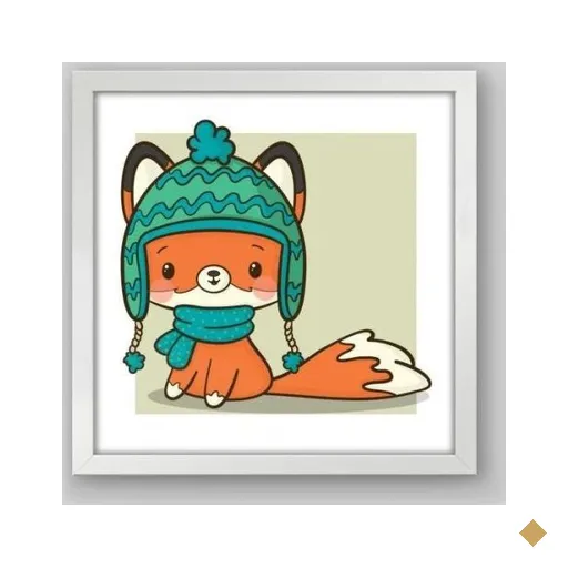 Quadro Infantil Inverno II - 40x40cm - Moldura Padrão Branco