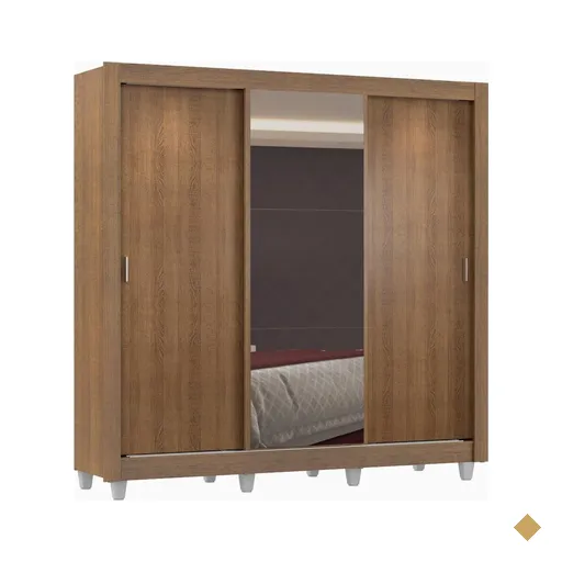 Guarda Roupa Casal Madesa Lyon Plus 3 Portas de Correr com Espelho 4 Gavetas…