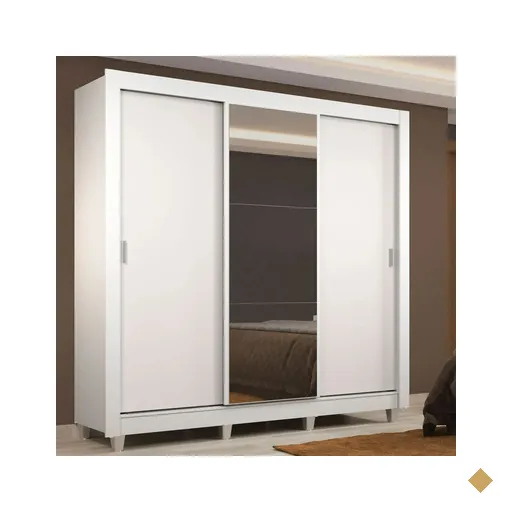 Guarda Roupa Casal Madesa Lyon 3 Portas de Correr com Espelho 2 Gavetas com Pés