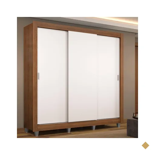 Guarda Roupa Casal Madesa Mônaco 3 Portas de Correr com Pés